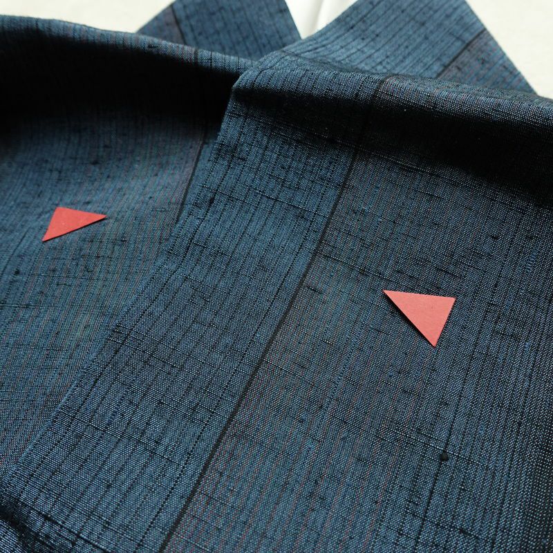 紬 正絹 縞柄・線柄 袷仕立て 身丈166cm 裄丈67cm 着物 モダン 青・紺_画像17