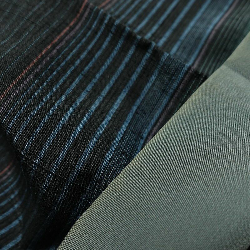 紬 正絹 縞柄・線柄 袷仕立て 身丈166cm 裄丈67cm 着物 モダン 青・紺_画像20