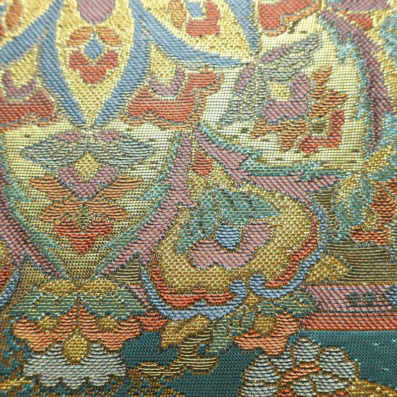 袋帯 青銅彫金 六通柄 良品 フォーマル用 正絹 幾何学柄・抽象柄 箔 帯 入学式 卒業式 結婚式 緑・うぐいす色_画像4