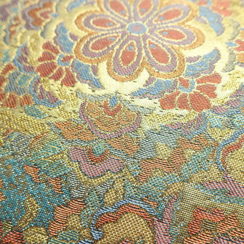 袋帯 青銅彫金 六通柄 良品 フォーマル用 正絹 幾何学柄・抽象柄 箔 帯 入学式 卒業式 結婚式 緑・うぐいす色_画像6