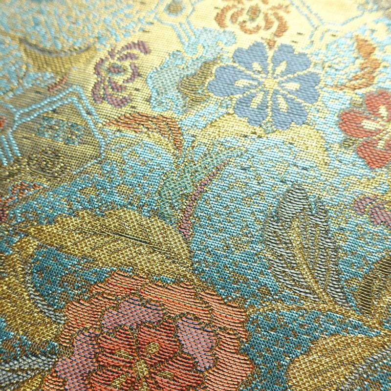 袋帯 青銅彫金 六通柄 良品 フォーマル用 正絹 幾何学柄・抽象柄 箔 帯 入学式 卒業式 結婚式 緑・うぐいす色_画像7