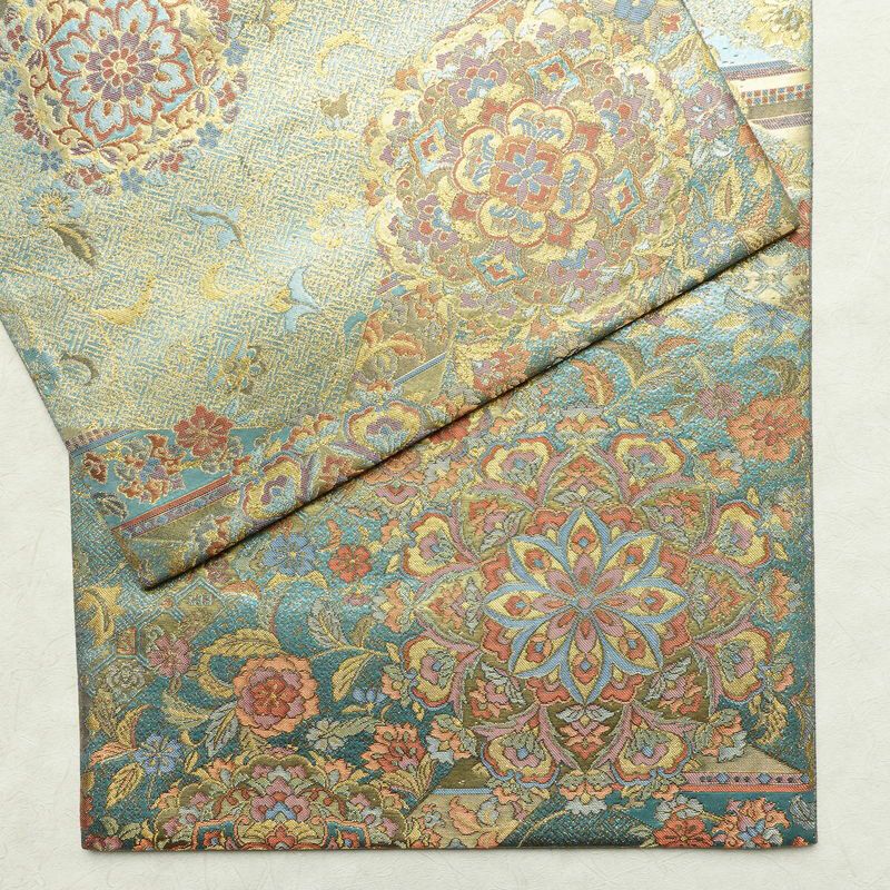 袋帯 青銅彫金 六通柄 良品 フォーマル用 正絹 幾何学柄・抽象柄 箔 帯 入学式 卒業式 結婚式 緑・うぐいす色_画像14