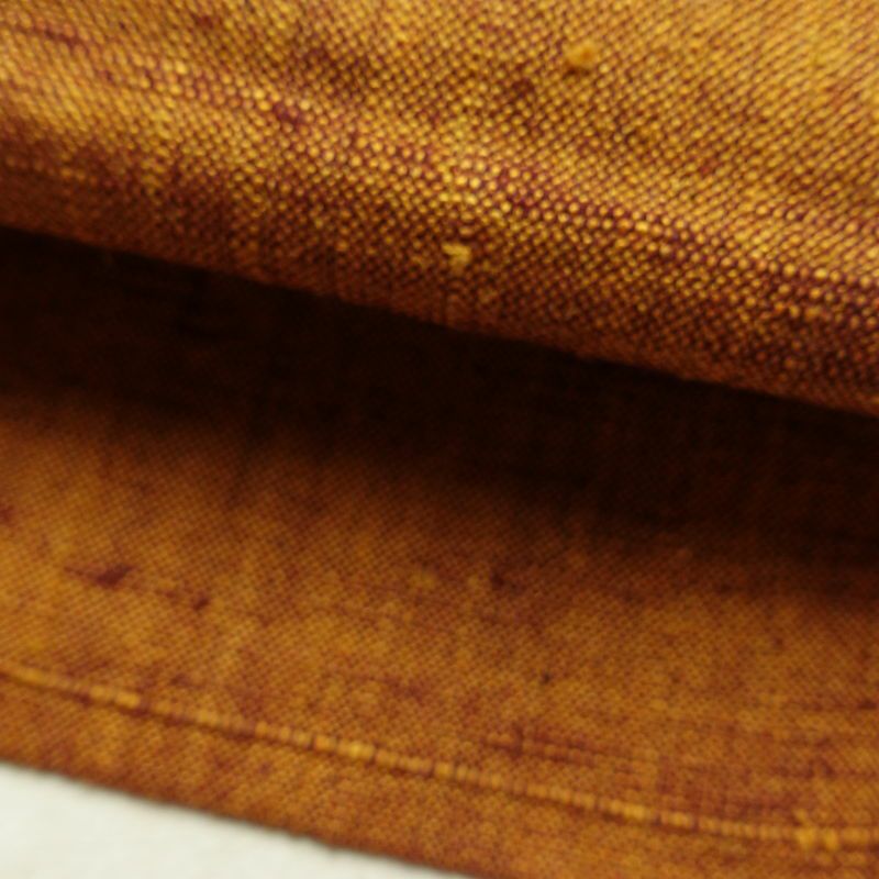 名古屋帯 太鼓柄 良品 正絹 花柄 松葉仕立て 帯 紬地 黄・黄土色_画像8