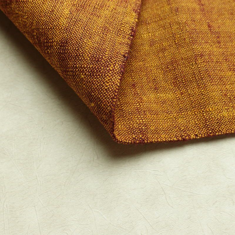 名古屋帯 太鼓柄 良品 正絹 花柄 松葉仕立て 帯 紬地 黄・黄土色_画像11