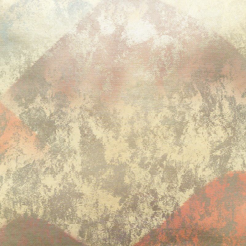 名古屋帯 太鼓柄 正絹 風景柄 名古屋仕立て 箔 帯 クリーム_画像2