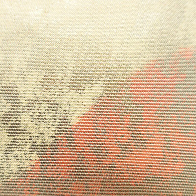 名古屋帯 太鼓柄 正絹 風景柄 名古屋仕立て 箔 帯 クリーム_画像4