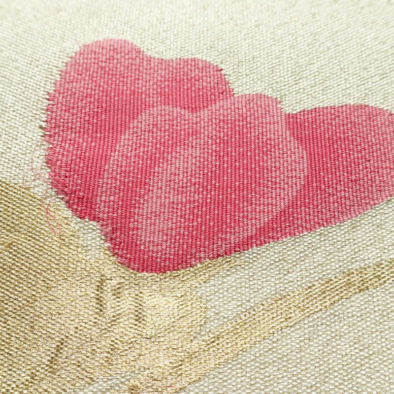 名古屋帯 太鼓柄 正絹 花柄 名古屋仕立て 金通し 金糸 帯 クリーム_画像4