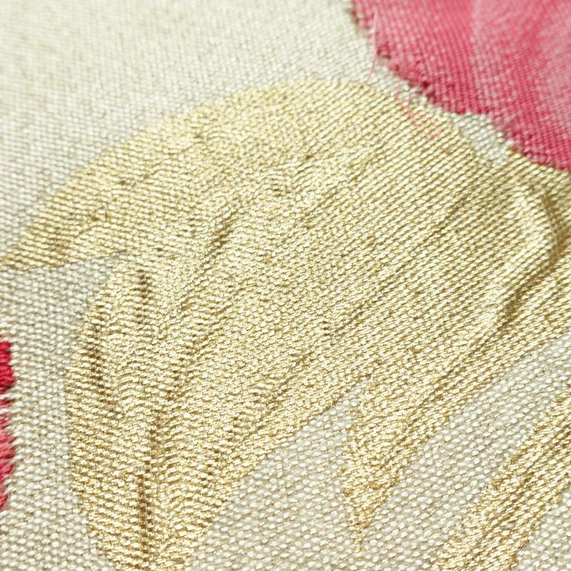 名古屋帯 太鼓柄 正絹 花柄 名古屋仕立て 金通し 金糸 帯 クリーム_画像5