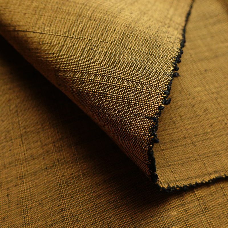 名古屋帯 太鼓柄 良品 正絹 木の葉・植物柄 通し仕立て 箔 金糸 帯 黄・黄土色_画像11