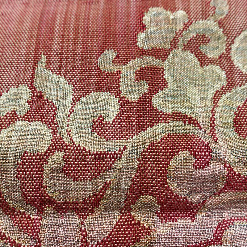 名古屋帯 太鼓柄 正絹 幾何学柄・抽象柄 松葉仕立て 帯 紬地 多色使い_画像5