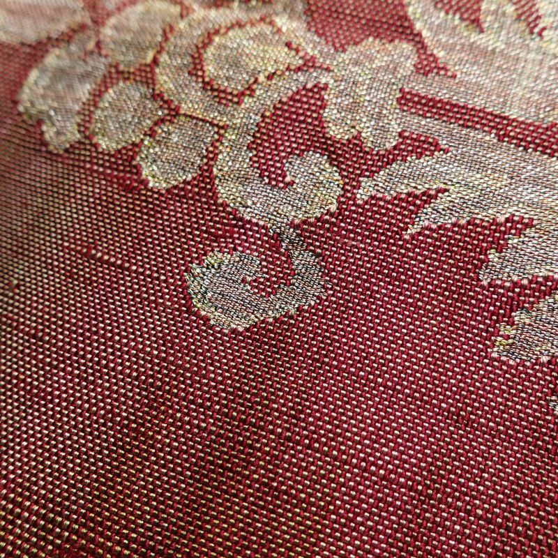 名古屋帯 太鼓柄 正絹 幾何学柄・抽象柄 松葉仕立て 帯 紬地 多色使い_画像6