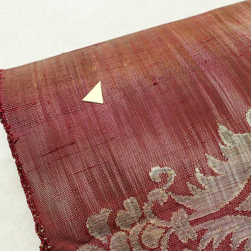 名古屋帯 太鼓柄 正絹 幾何学柄・抽象柄 松葉仕立て 帯 紬地 多色使い_画像7