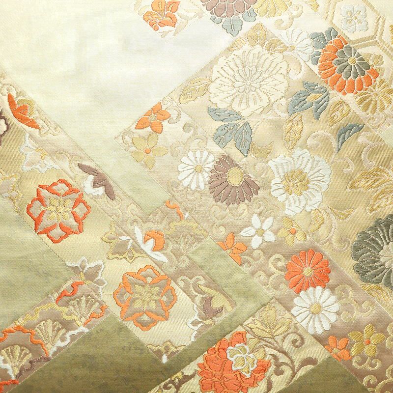 袋帯 六通柄 フォーマル用 正絹 古典柄 箔 金糸 帯 入学式 卒業式 結婚式 クリーム_画像2