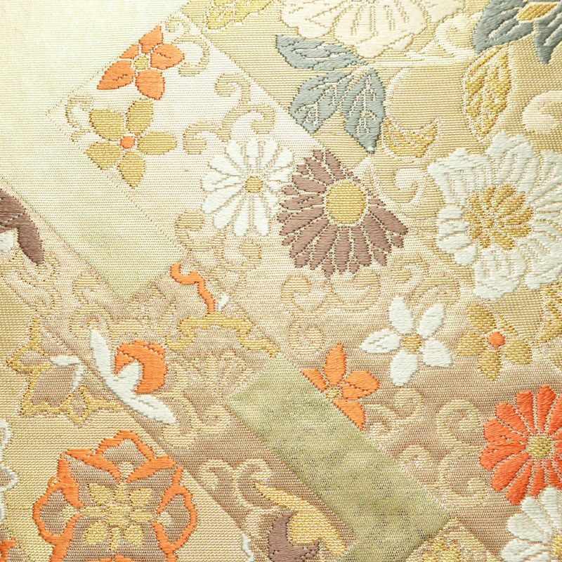 袋帯 六通柄 フォーマル用 正絹 古典柄 箔 金糸 帯 入学式 卒業式 結婚式 クリーム_画像3