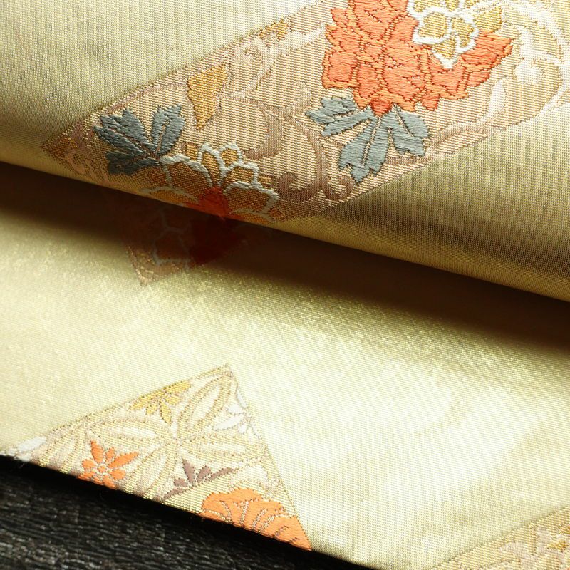 袋帯 六通柄 フォーマル用 正絹 古典柄 箔 金糸 帯 入学式 卒業式 結婚式 クリーム_画像8