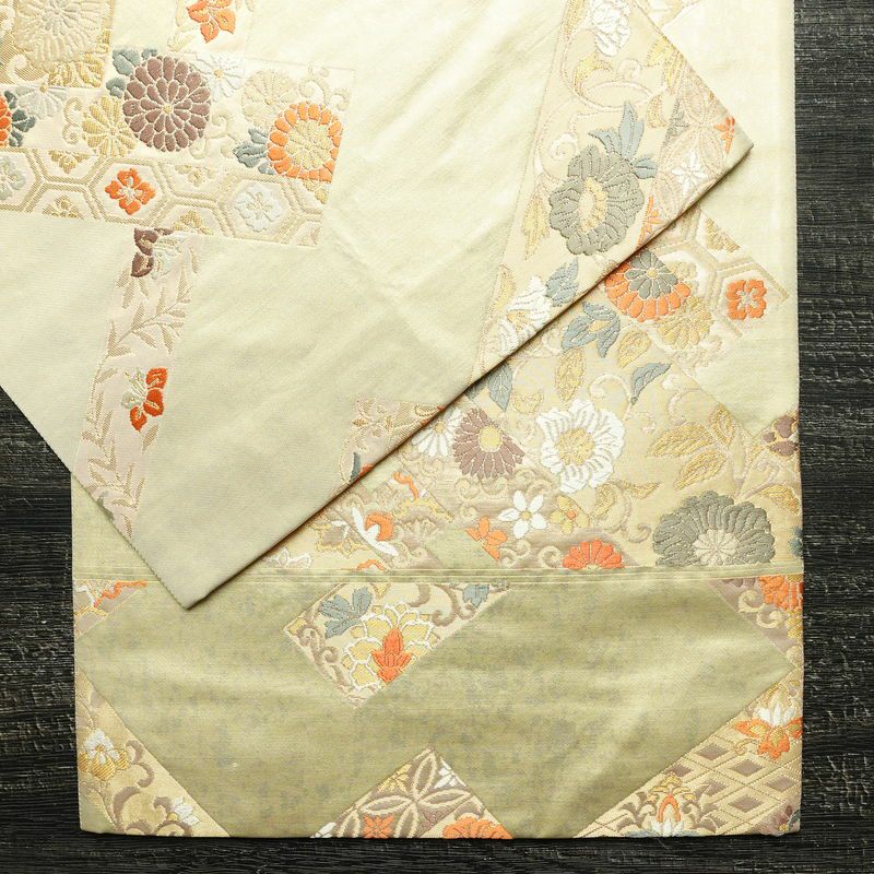 袋帯 六通柄 フォーマル用 正絹 古典柄 箔 金糸 帯 入学式 卒業式 結婚式 クリーム_画像15