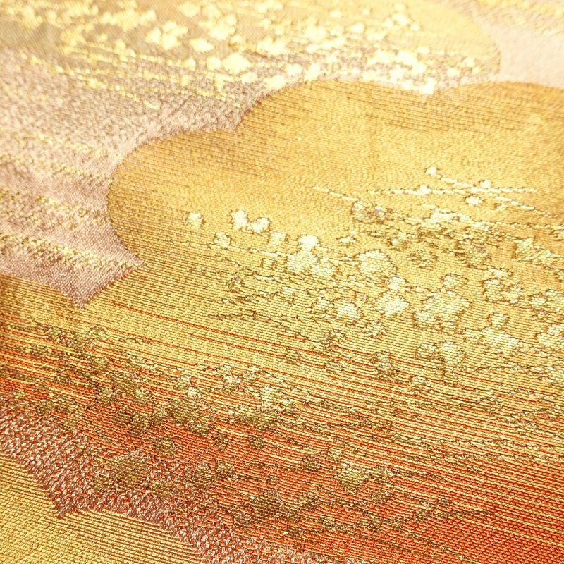 袋帯 六通柄 良品 フォーマル用 正絹 雲柄 箔 金糸 帯 ピンク_画像5
