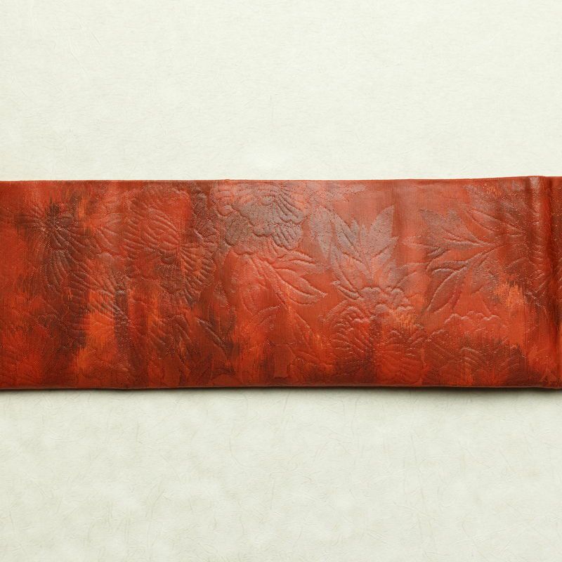 袋帯 六通柄 フォーマル用 正絹 花柄 帯 橙_画像12