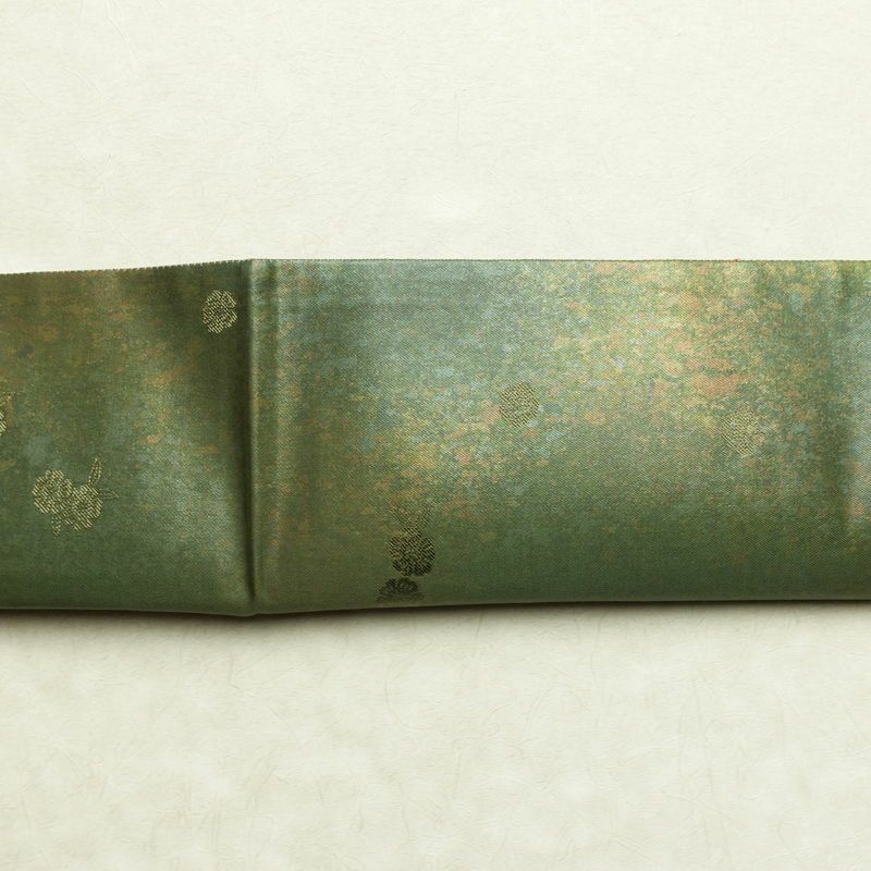 袋帯 六通柄 良品 フォーマル用 正絹 古典柄 箔 金糸 帯 入学式 卒業式 結婚式 緑・うぐいす色_画像14