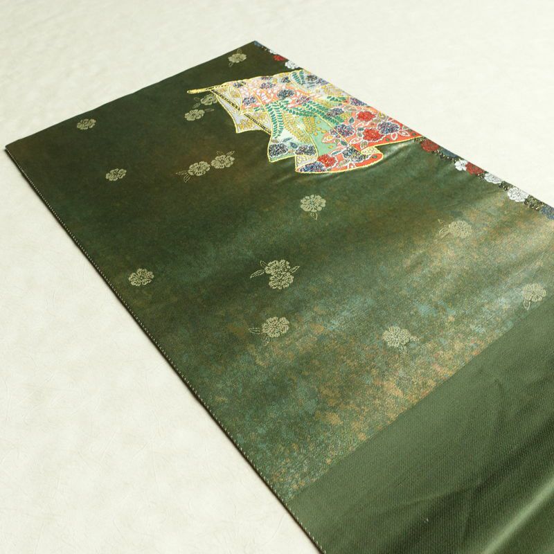 袋帯 六通柄 良品 フォーマル用 正絹 古典柄 箔 金糸 帯 入学式 卒業式 結婚式 緑・うぐいす色_画像20