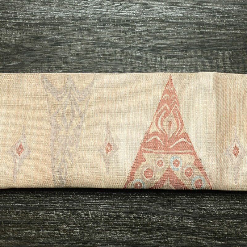 袋帯 六通柄 フォーマル用 正絹 幾何学柄・抽象柄 帯 ベージュ_画像15