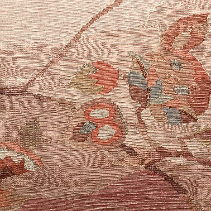 袋帯 太鼓柄 良品 一般用 正絹 花柄 金通し 帯 紬地 ピンク_画像2