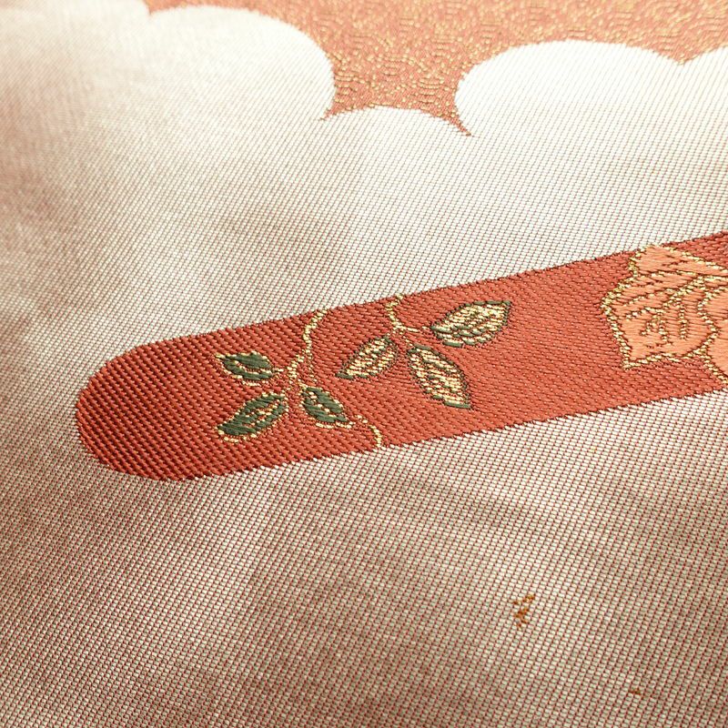 袋帯 未仕立て 六通柄 美品 証紙あり フォーマル用 正絹 古典柄 箔 金通し 金糸 帯 入学式 卒業式 結婚式 未使用品 茶_画像6