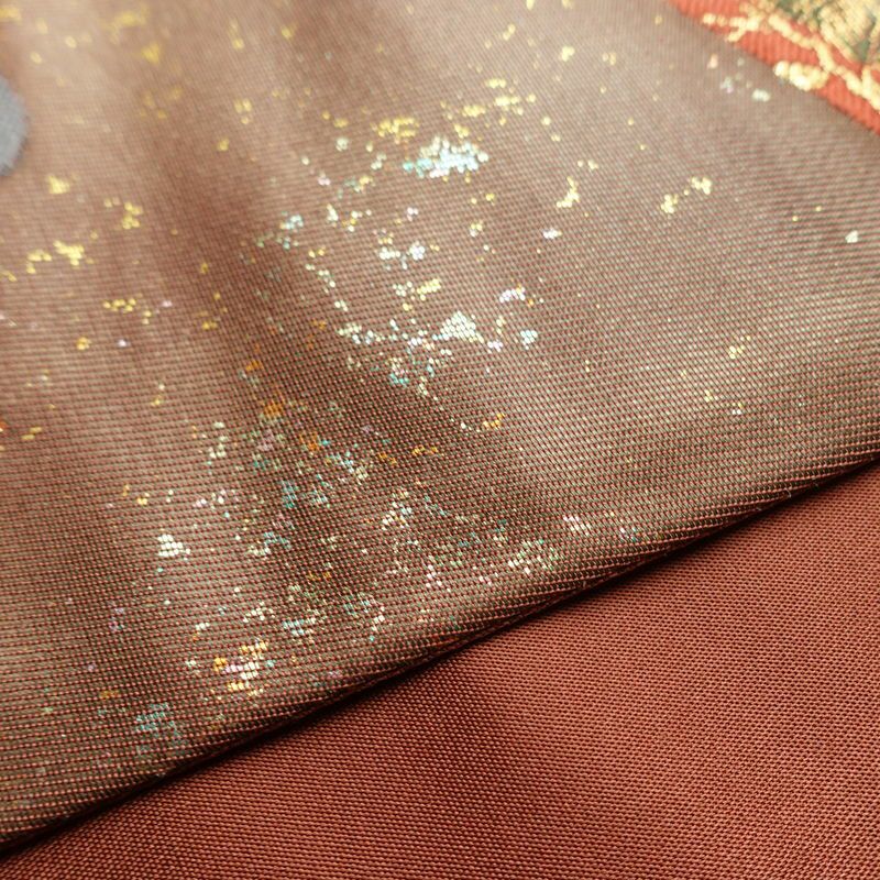 袋帯 未仕立て 六通柄 美品 証紙あり フォーマル用 正絹 古典柄 箔 金通し 金糸 帯 入学式 卒業式 結婚式 未使用品 茶_画像12