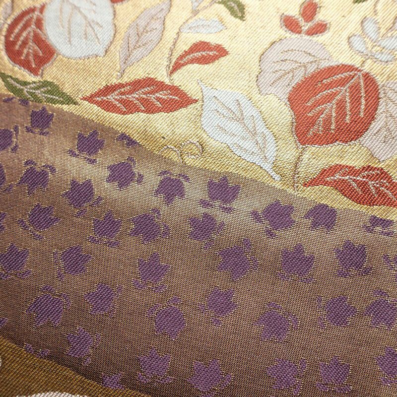 袋帯 六通柄 フォーマル用 正絹 花柄 箔 帯 入学式 卒業式 結婚式 椿 紫・藤色_画像3