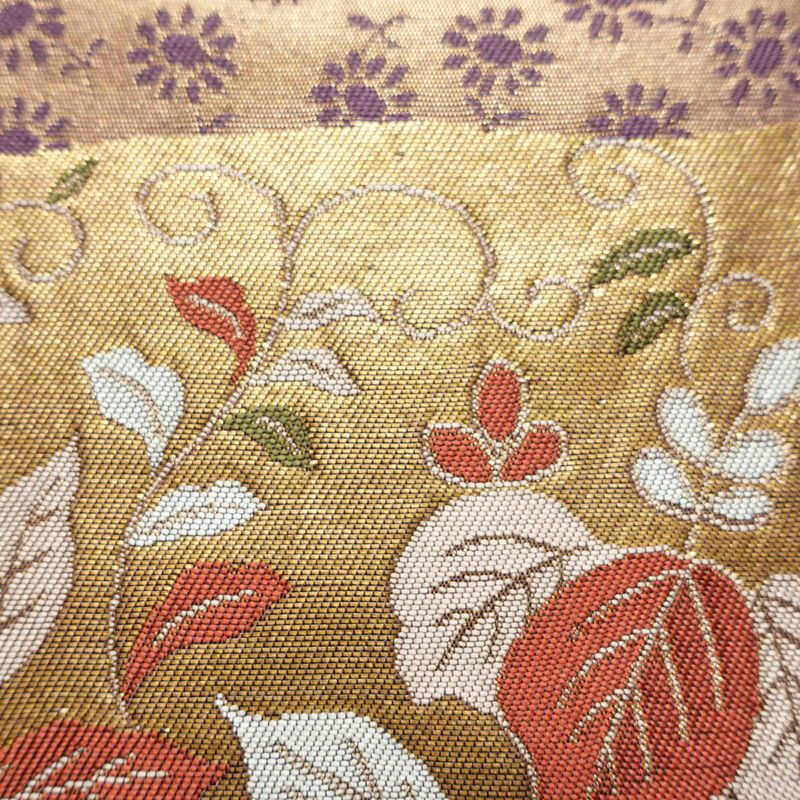 袋帯 六通柄 フォーマル用 正絹 花柄 箔 帯 入学式 卒業式 結婚式 椿 紫・藤色_画像4