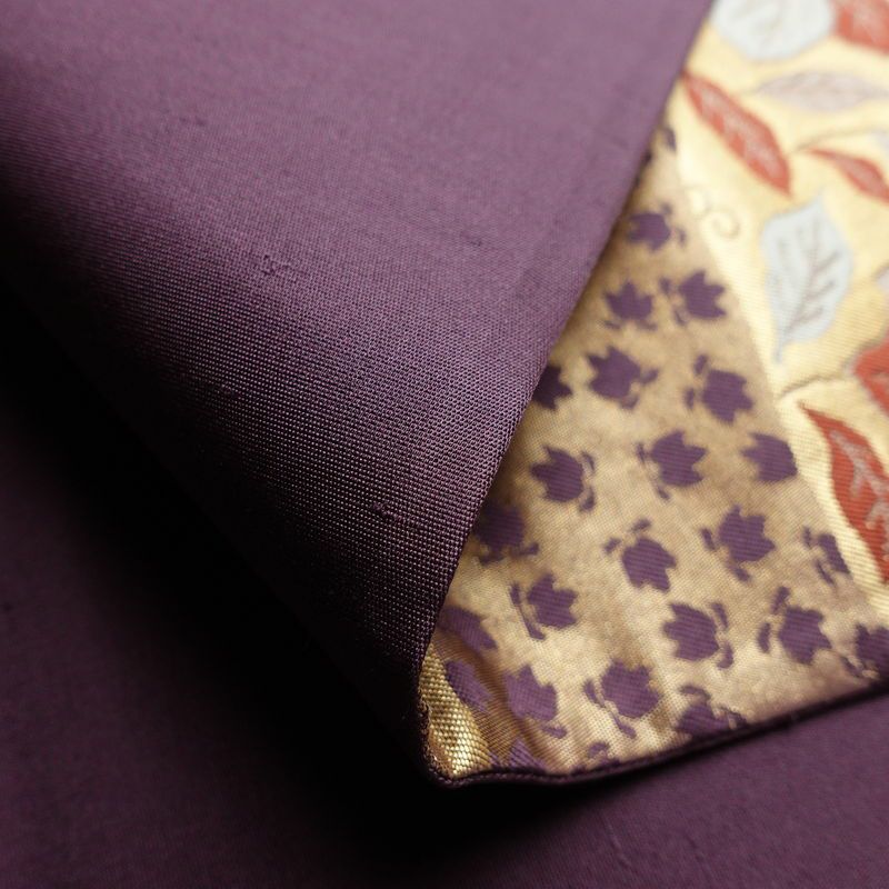 袋帯 六通柄 フォーマル用 正絹 花柄 箔 帯 入学式 卒業式 結婚式 椿 紫・藤色_画像10