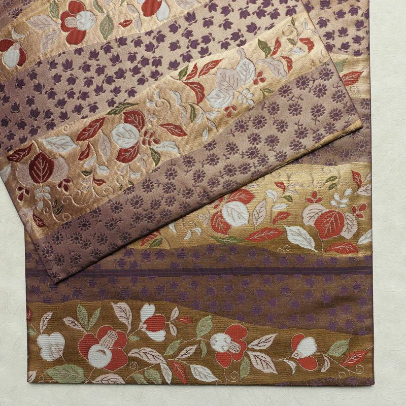 袋帯 六通柄 フォーマル用 正絹 花柄 箔 帯 入学式 卒業式 結婚式 椿 紫・藤色_画像13
