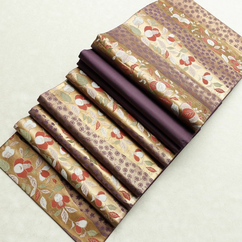 袋帯 六通柄 フォーマル用 正絹 花柄 箔 帯 入学式 卒業式 結婚式 椿 紫・藤色_画像19