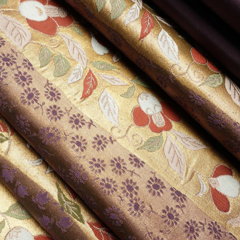 袋帯 六通柄 フォーマル用 正絹 花柄 箔 帯 入学式 卒業式 結婚式 椿 紫・藤色_画像20