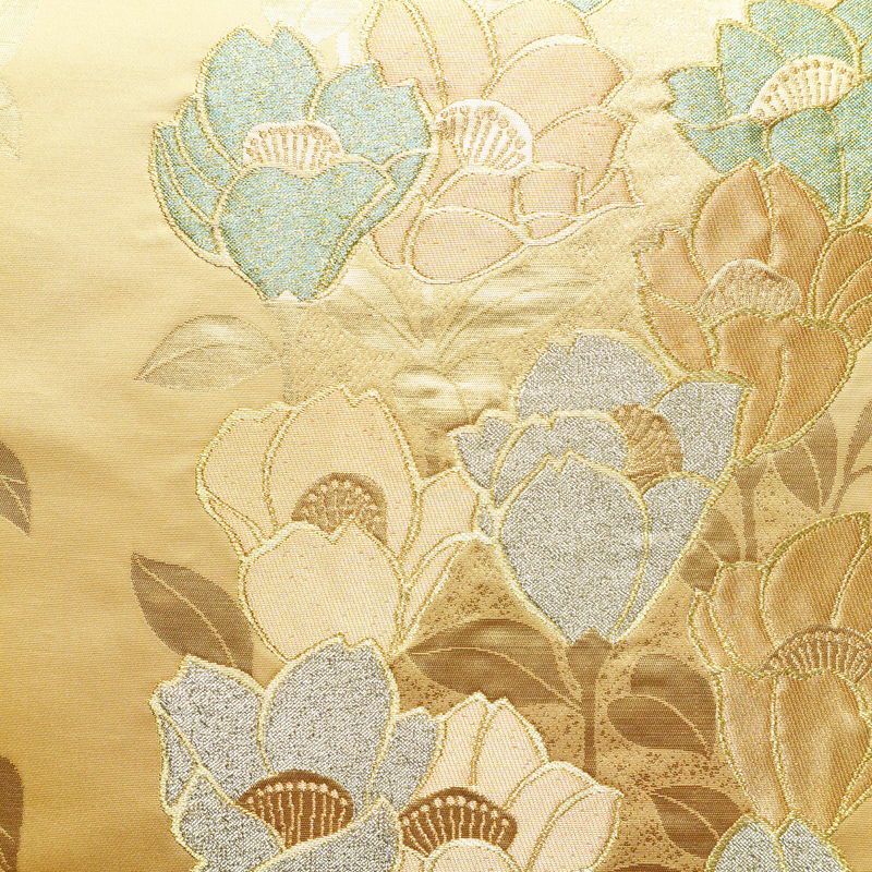 袋帯 六通柄 良品 フォーマル用 正絹 花柄 金糸 帯 入学式 卒業式 ベージュ_画像2