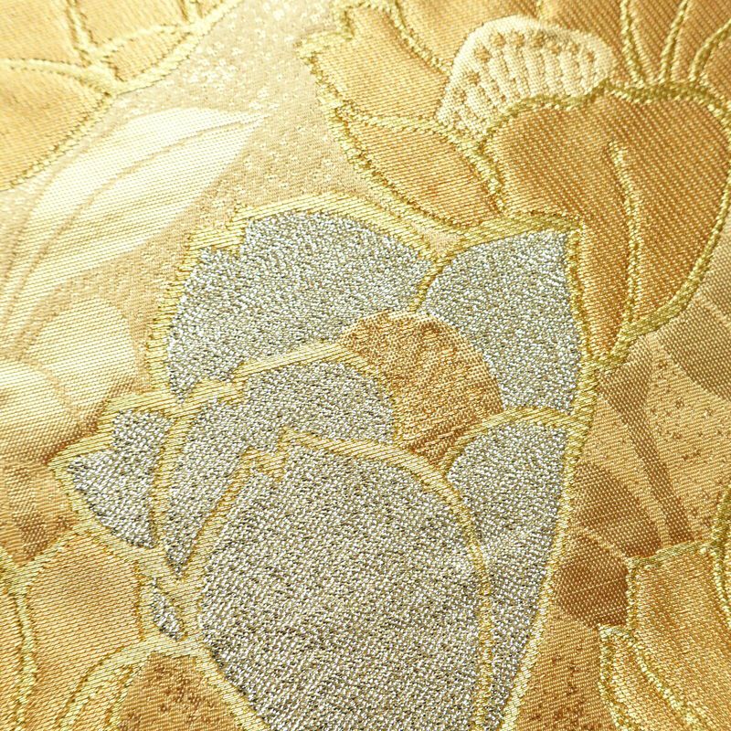 袋帯 六通柄 良品 フォーマル用 正絹 花柄 金糸 帯 入学式 卒業式 ベージュ_画像4
