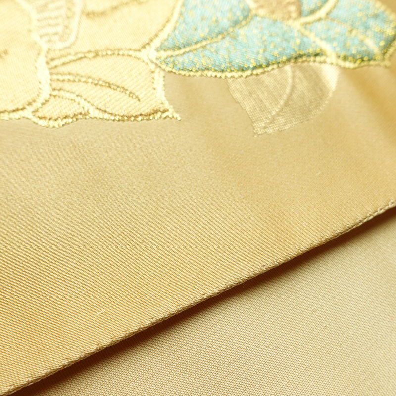 袋帯 六通柄 良品 フォーマル用 正絹 花柄 金糸 帯 入学式 卒業式 ベージュ_画像12