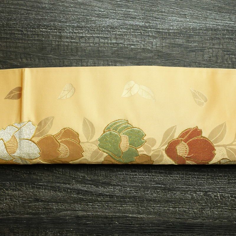袋帯 六通柄 良品 フォーマル用 正絹 花柄 金糸 帯 入学式 卒業式 ベージュ_画像14