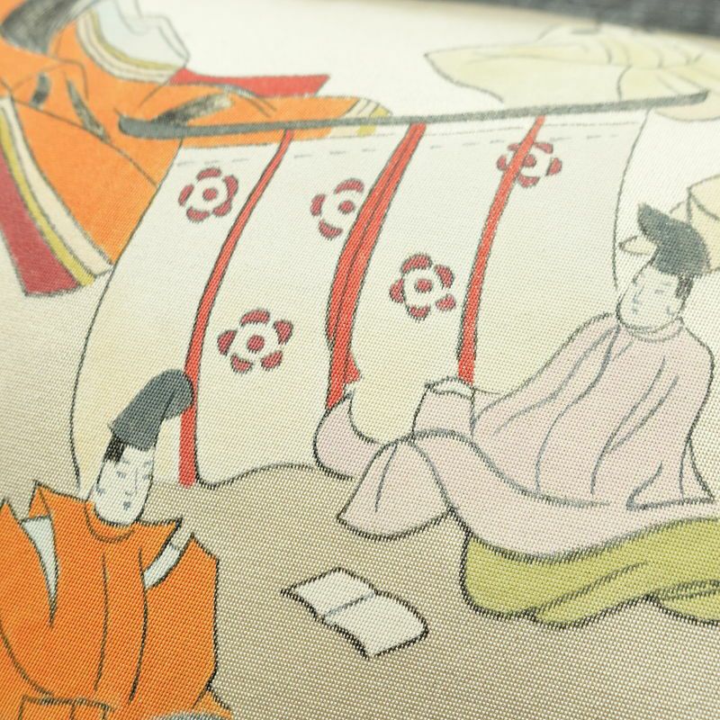 袋帯 太鼓柄 フォーマル用 正絹 人物・動物柄 帯 クリーム_画像6