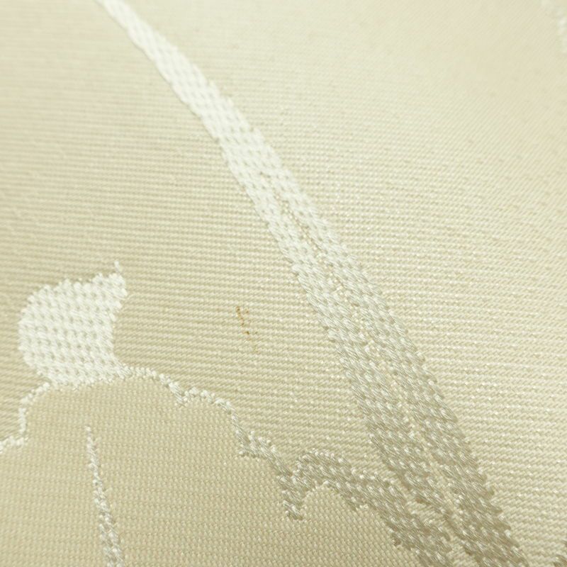 名古屋帯 六通柄 正絹 花柄 名古屋仕立て 箔 銀糸 帯 クリーム_画像10