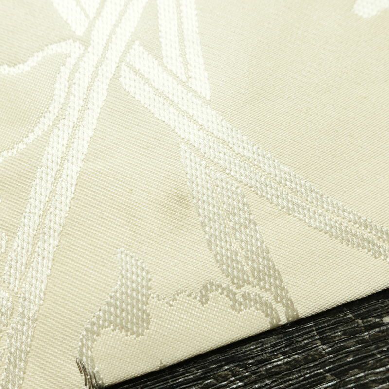 名古屋帯 六通柄 正絹 花柄 名古屋仕立て 箔 銀糸 帯 クリーム_画像15