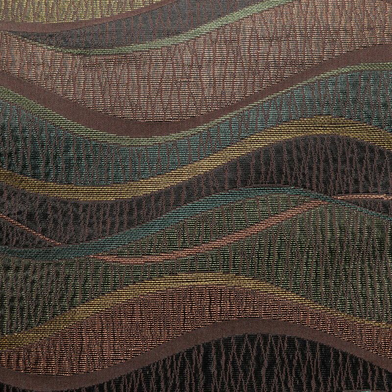 名古屋帯 六通柄 良品 正絹 流水・波柄 松葉仕立て 帯 多色使い_画像2