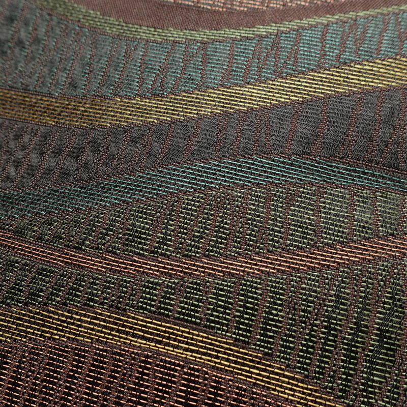 名古屋帯 六通柄 良品 正絹 流水・波柄 松葉仕立て 帯 多色使い_画像3