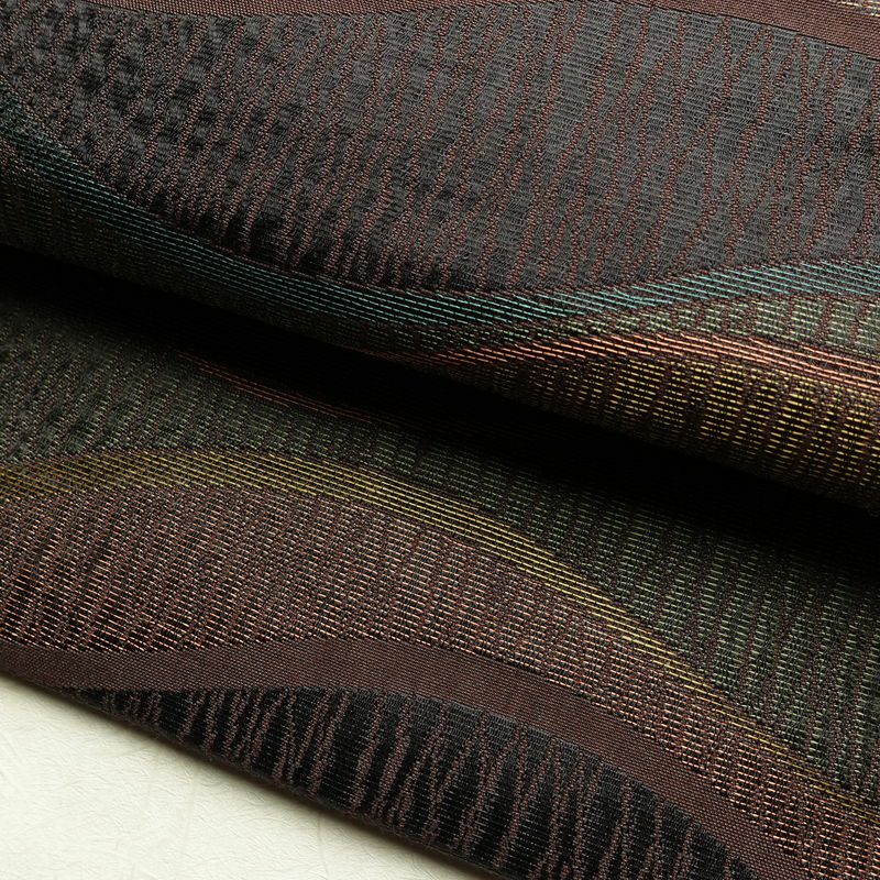 名古屋帯 六通柄 良品 正絹 流水・波柄 松葉仕立て 帯 多色使い_画像7