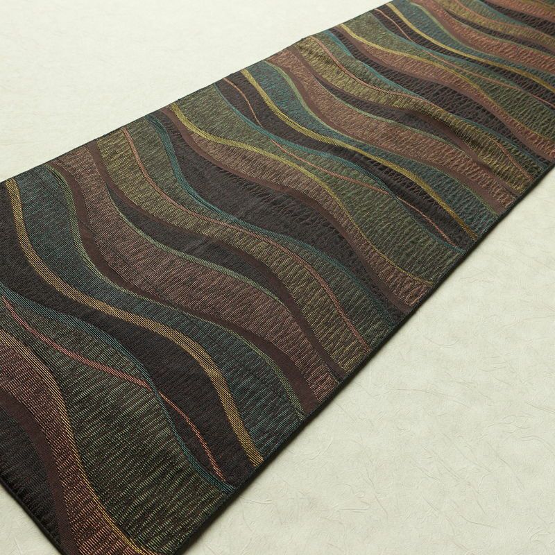 名古屋帯 六通柄 良品 正絹 流水・波柄 松葉仕立て 帯 多色使い_画像8