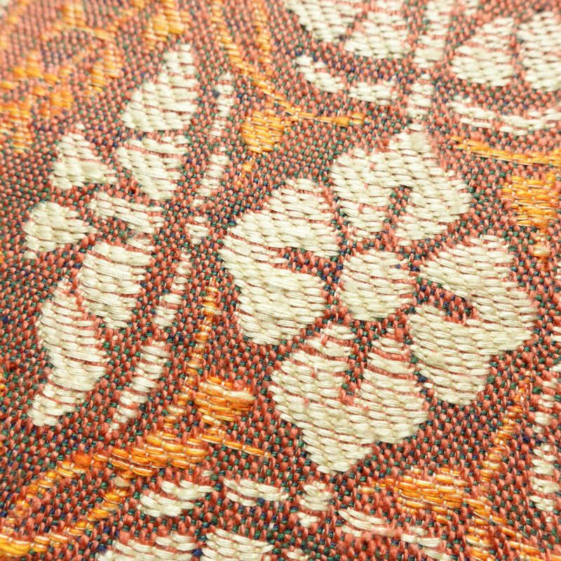 名古屋帯 六通柄 良品 正絹 幾何学柄・抽象柄 松葉仕立て 帯 紬地 ピンク_画像3