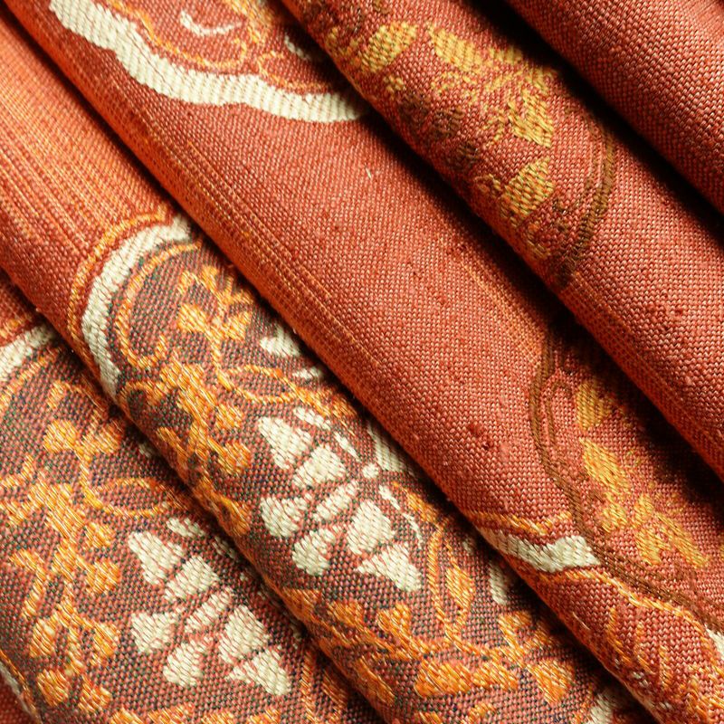 名古屋帯 六通柄 良品 正絹 幾何学柄・抽象柄 松葉仕立て 帯 紬地 ピンク_画像20