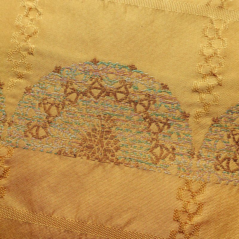 名古屋帯 六通柄 良品 正絹 縞柄・線柄 名古屋仕立て 箔 帯 黄・黄土色_画像3