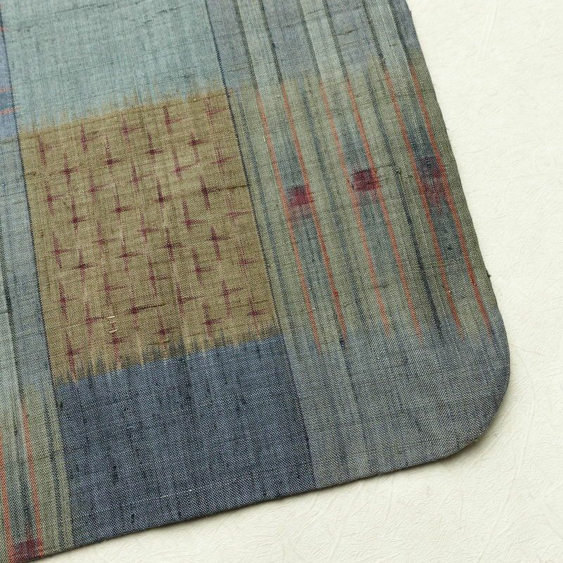 紬 正絹 チェック・格子柄 袷仕立て 身丈161cm 裄丈64.5cm 着物 青・紺_画像16