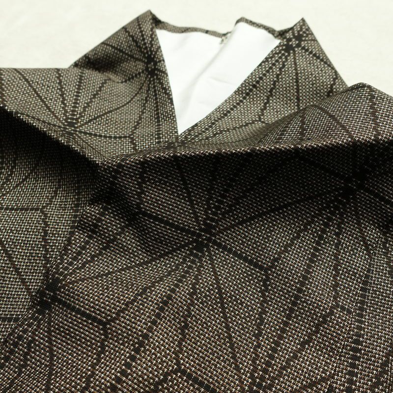 大島紬 良品 証紙なし 正絹 麻の葉柄 袷仕立て 身丈164.5cm 裄丈66.5cm 着物 茶_画像17